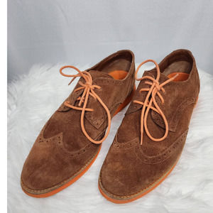 COLE HAAN Women's Brown/Orange Suede Lunar-Grand Wingtip Oxford Lace-Up Shoes 9B